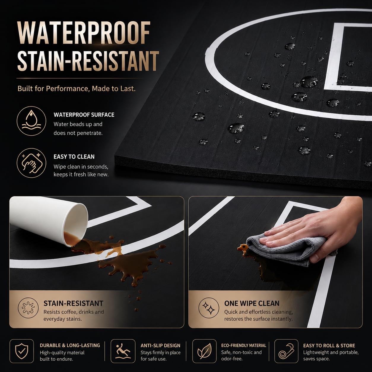 6.5x10 FT Wrestling Mat for Home Gym, Heavy-Duty PVC & XPE Foam BJJ MMA Jiu Jitsu Judo Mat, Anti-Slip Lychee Pattern, Waterproof Roll-Up Grappling Mat, Black