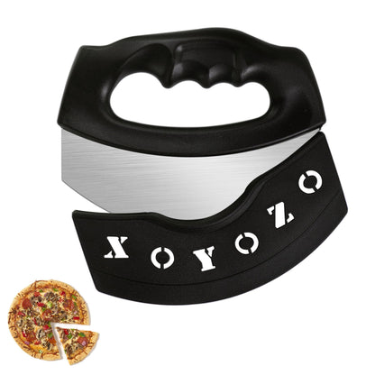 XoYoZo Pizza Cutter Salad Chopper Large Stainless Steel Blade with Cover, Dough Rocker Mezzaluna Knife for Kitchen Gadgets