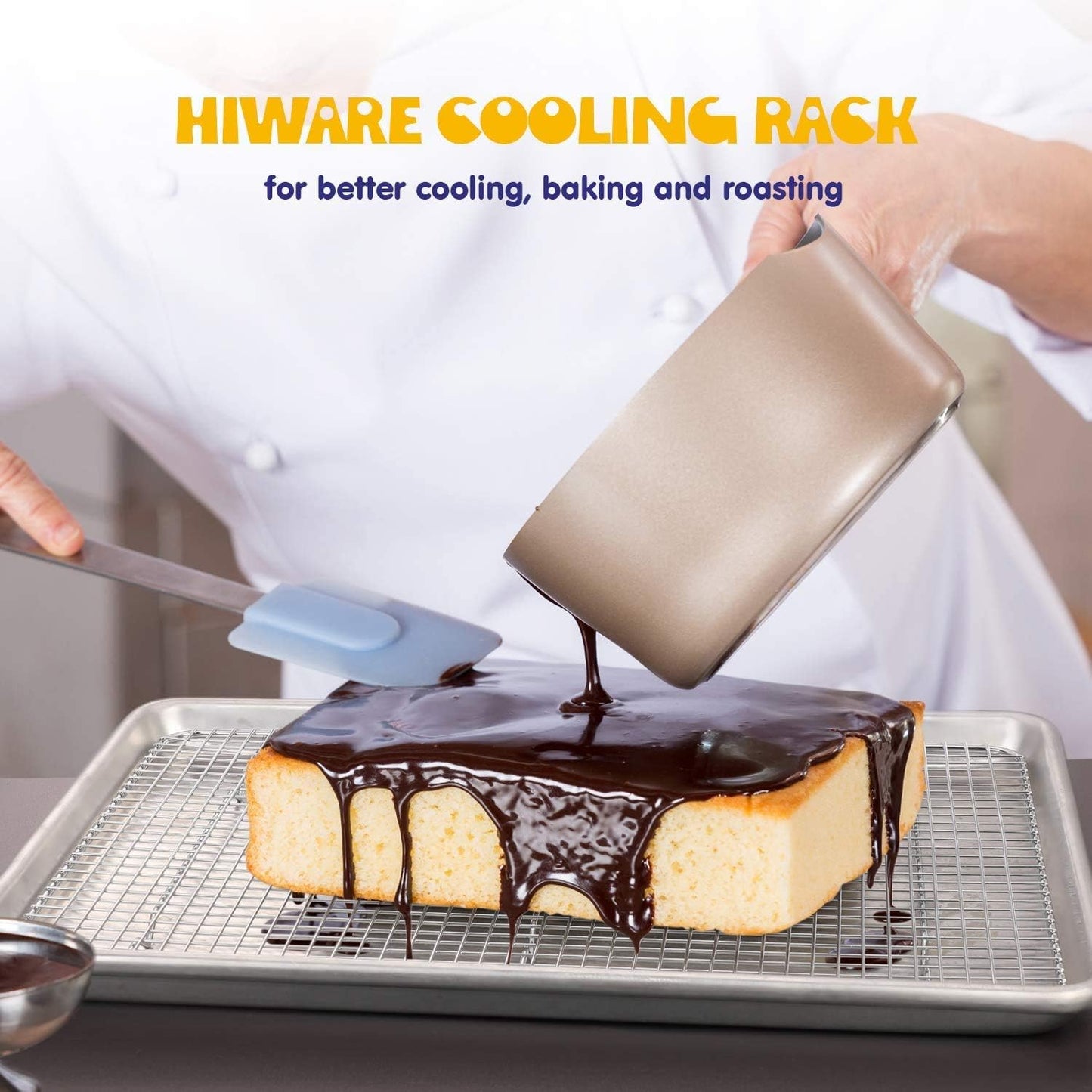 Hiware 2-Pack Cooling Racks for Baking, 10" x 15", Stainless Steel Wire Cookie Rack Fits Jelly Roll Sheet Pan