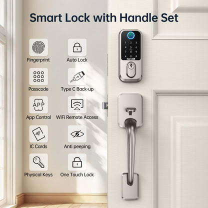 WiFi Smart Locks for Front Door: Hornbill Keyless Entry Door Lock with Handle, Fingerprint Keypad Deadbolt Front Door Lock Set, Electronic Biometric Digital Lock, App Remote Control, Oil Rubbed Bronze