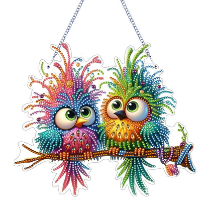 TSRUVYL Bird Diamond Art Painting Kit, Hanging Double Sided Diamond Art Suncatchers Window Pendants, Cute Diamond Painting Crafts Gift, DIY Special Shaped Gem Wall Ornament for Adults(Colorful-Bird)