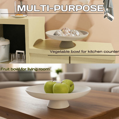 Wageso Modern Concrete Pedestal Fruit Bowl – Handmade 12" Centerpiece for Kitchen Counter, Coffee Table & Entryway – Non-Slip Cork Base, Heavy Duty Home Decor Tray for Keys, Storage – Beige