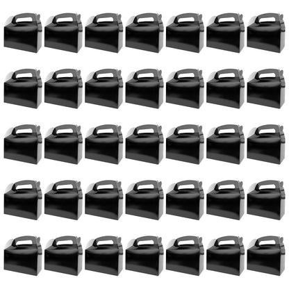 HKLMRO 35 PCS Party Treat Boxes Black Candy Cookies GiftBox DIY Portable Favor Bags Snack Goodie Cardboard Gable Perfect for Kids Birthday Halloween Wedding Baby Shower Easter Supplies Decoration