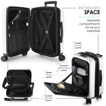 TRAVELARIM Hard Shell Luggage Sets with Spinner Wheels 4 Piece, Expandable Large Suitcases with TSA Lock, Travel Large Suitcase Set, White Luggage Set
