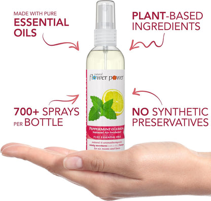 Peppermint & Lemon Air Freshener Spray, 4 Fl Oz, Pack of 2, Plant-Based Odor Eliminator, Cruelty-Free Room Spray