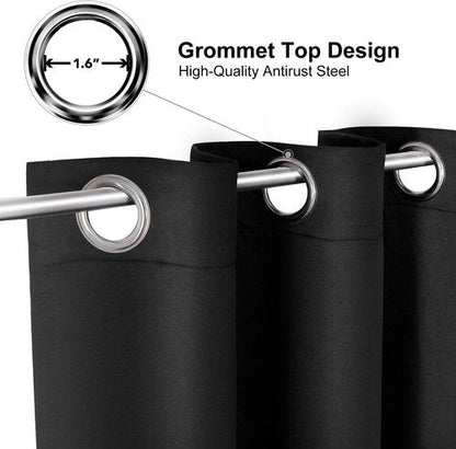 ChrisDowa Blackout Curtains - 80-Inch Long Thermal Insulated Grommet Panels Set (Black, 2 Panels)