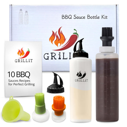 BBQ Brushes for Sauce – Silicone Basting Brush Dispenser for Grilling, Roasting & Baking - BBQ Sauce Bottles for Cooking, Marinades and Oils – Grilling Accessories & Gifts for Men