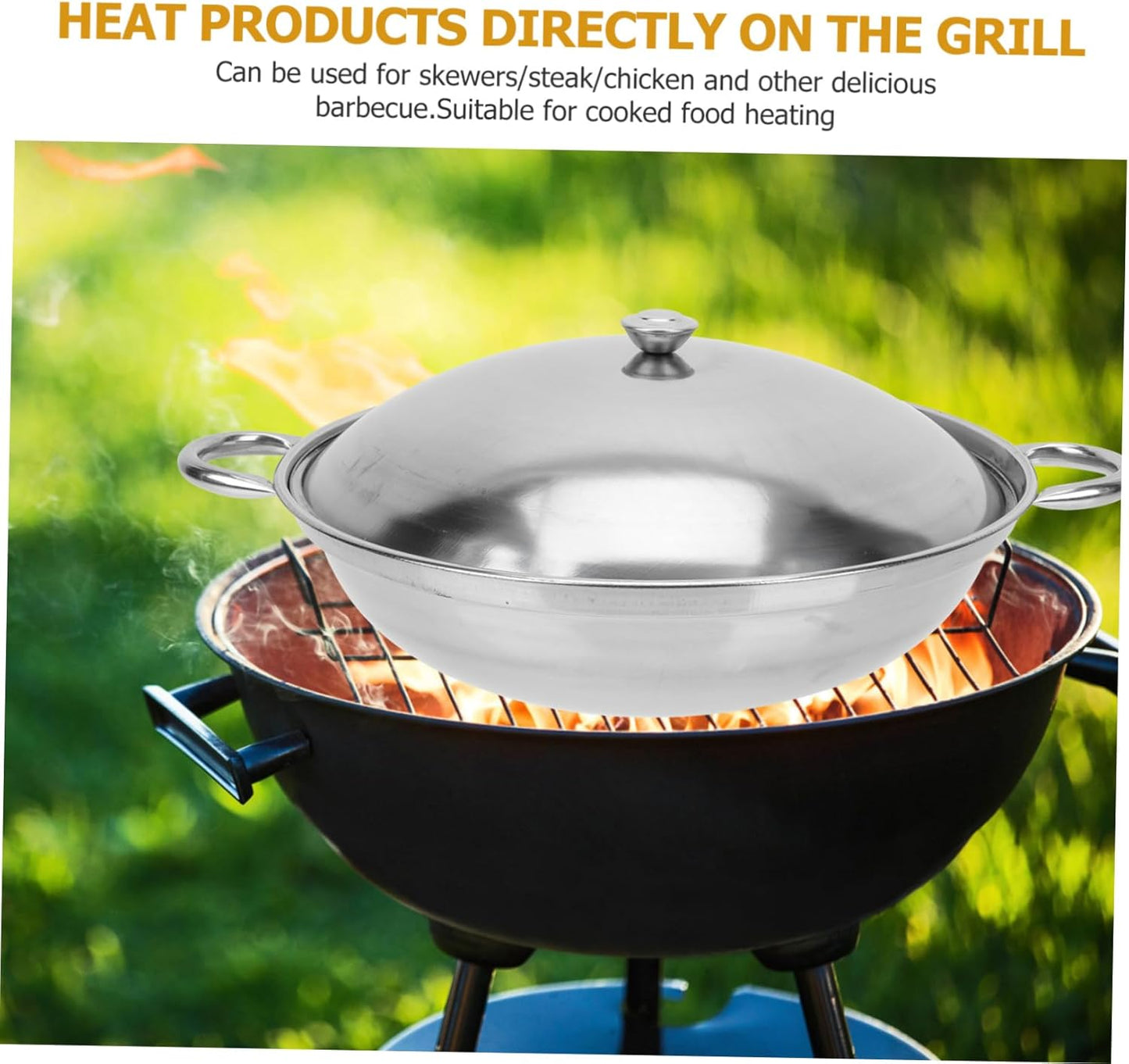 Zerodeko Stainless Steel Griddle Set, Asian Noodles Saute Pan with Lid, Non Stick Skillet for Camping