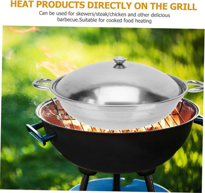 Zerodeko Stainless Steel Griddle Set, Asian Noodles Saute Pan with Lid, Non Stick Skillet for Camping