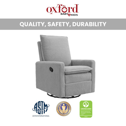 Oxford Baby Uptown Upholstered Glider Recliner Rocking Chair 360° Swivel for Nursery and Living Room - Boucle Koala Gray