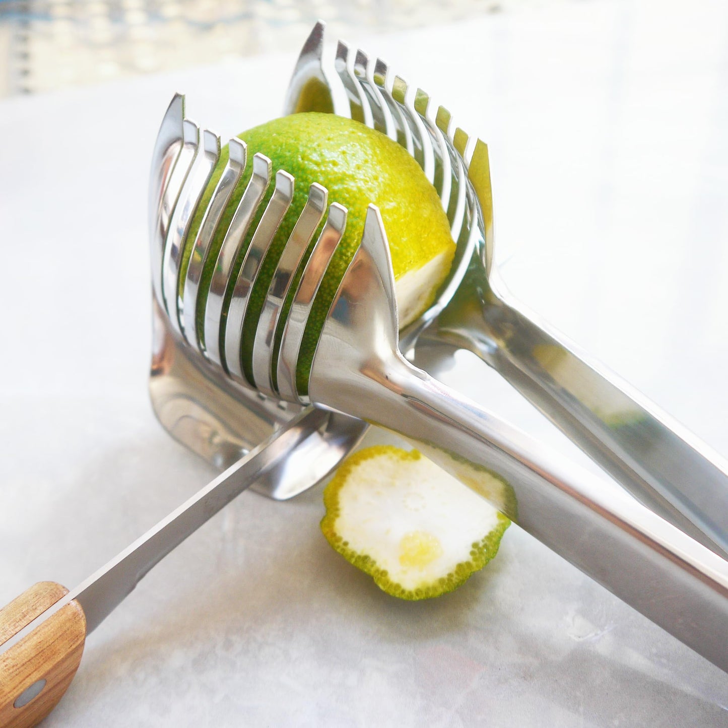 i Kito Tomato Lemon Slicer with Tomato Knife Set,Handheld Even Slicing Guide Cutter Tools,for Round Fruit and Veggies, Multi Kitchen Cutting Gadgets