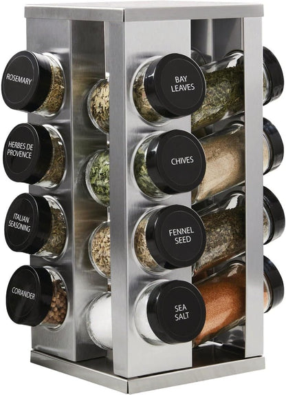 16 Countertop 5 Kamenstein Jar Heritage Revolving Spice Rack Organizer with Spices Included, FREE Spice Refills