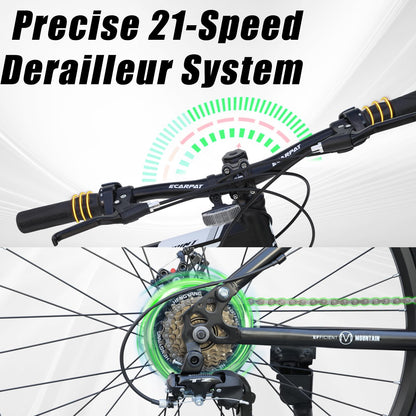 richvelo 26 Inch Foldable Mountain Bike, 21 Speed with Double Shock Effect, High Carbon Steel Frame, Double-Kill Disc Brake System, Unique Design and Ergonomic Frame & Cushion, Black