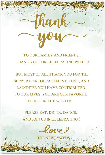 TENTADO 50 Wedding Thank You Place Cards, Thank You Table Sign for Wedding Reception, 4X6 inch