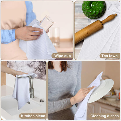 SINLAND Microfiber Sublimation Blank Towels - Fast Drying Waffle Weave Kitchen Towel, Tea Towel Polyester Dish Towels for Home Decor DIY 16 Inch X 24 Inch 10 Pack White