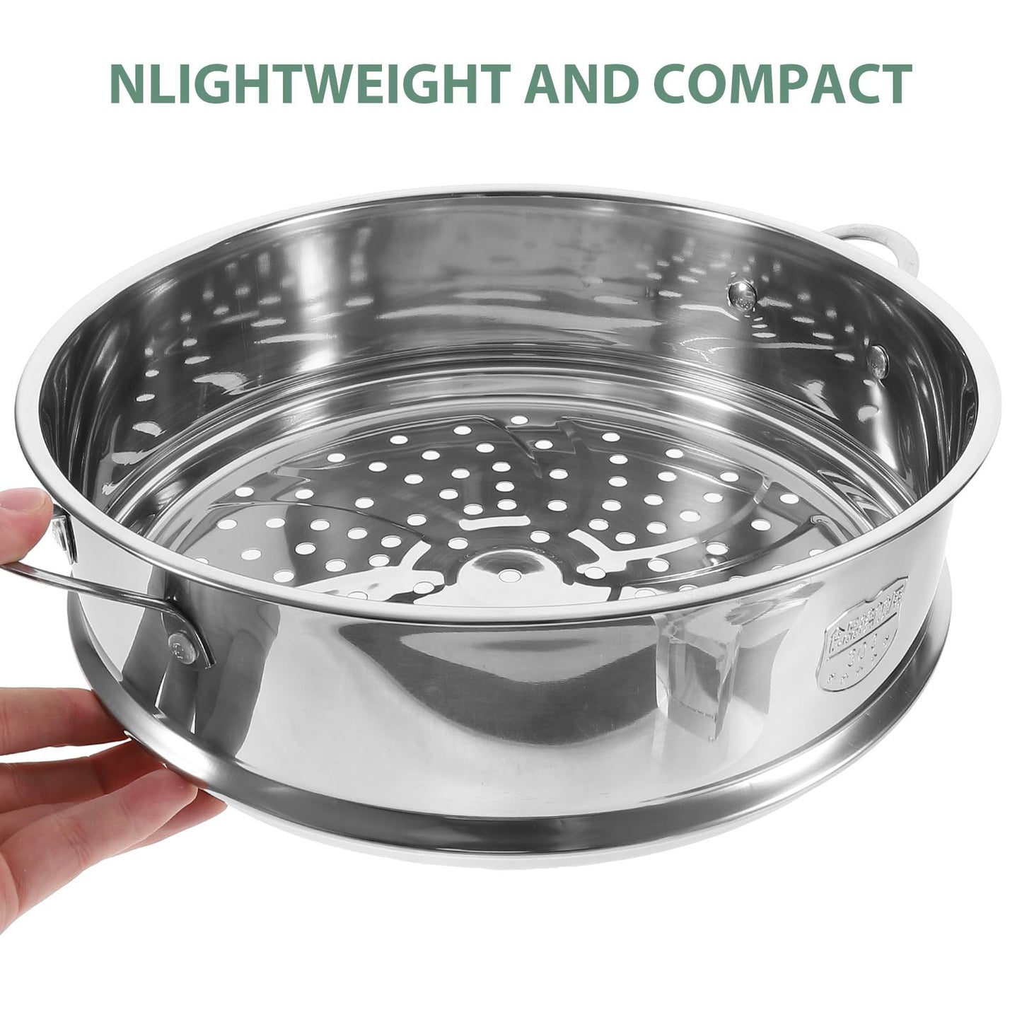 Hemoton 12 Inch Stainless Steel Steamer Basket Multi-Functional Kitchen Steamer Insert for Vegetables Seafood Eggs with Even Heat Distribution and Dishwasher Safe