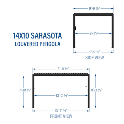 Backyard Discovery Sarasota 14' x 10' Galvanized Steel Louvered Pergola Kit with Adjustable Roof, Shade, Rain Protection, High-Wind Rating, Gutter System for Outdoor Patio, Garden, Deck, Entertaining