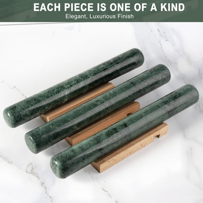 Erongoo Marble French Rolling Pin for Baking, 12 Inch Non Stick Polished Rolling Pin for Dough, Heavy Dough Roller for Fondant Pizza Pie Crust Cookie Pastry Bread, Kitchen Baking (Indian Green)