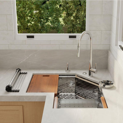 Strictly Sinks 30 Inch Corner Kitchen Sink Undermount– 16 Gauge Stainless Steel Butterfly Sink Undermount, Scratch & Stain Resistant Corner Single Bowl Workstation Sink with Accessories (Silver)