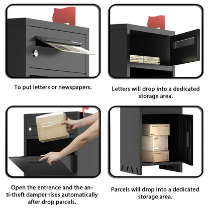 Package Delivery Boxes for Outside, Lockable & Waterproof Parcel Drop Box for Porch, Anti-Theft Mailbox with Custom Address Stickers,Assembly(14.5 * 17.5 * 43 in)