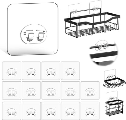 14-Pack FGSAEOR Shower Caddy Adhesive Single Hooks for Replacement, Shower Holder Organizer Self Adhesive Wall Hooks