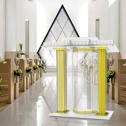 BTZHY Lectern Podium Stand, Acrylic Rolling Luxury Vertical Podium Stage Host with Casters Rolling Podium for Church, Wedding, School