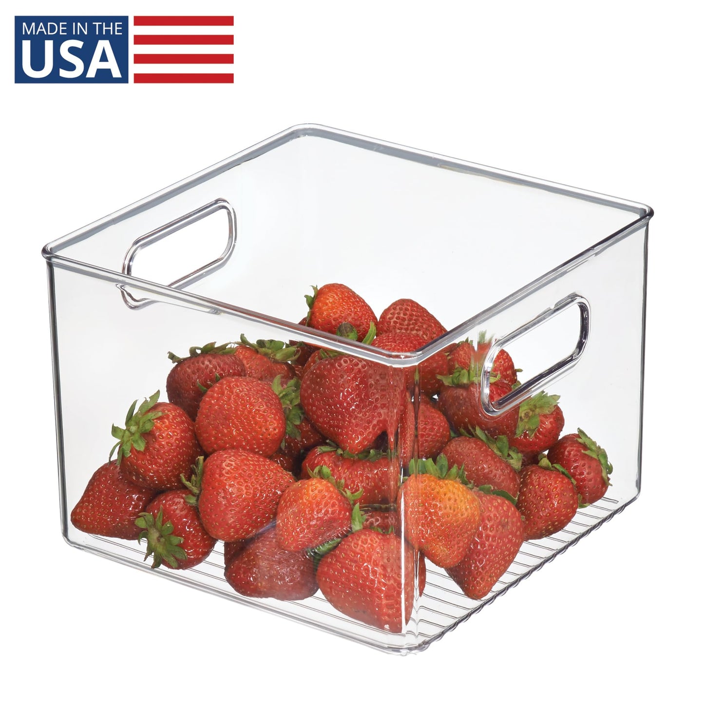 iDesign Pantry Storage Bin with Handles for Kitchen Cabinets or Fridge - Clear - Made in USA