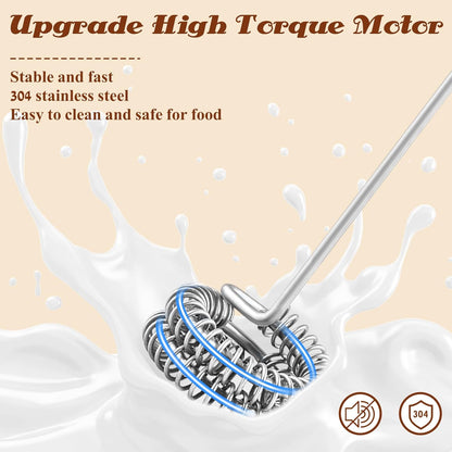 Rechargeable Milk Frother Handheld, Electric Foam Maker Wand, 3 Stainless Whisks, Drink Mixer for Lattes, Cappuccino