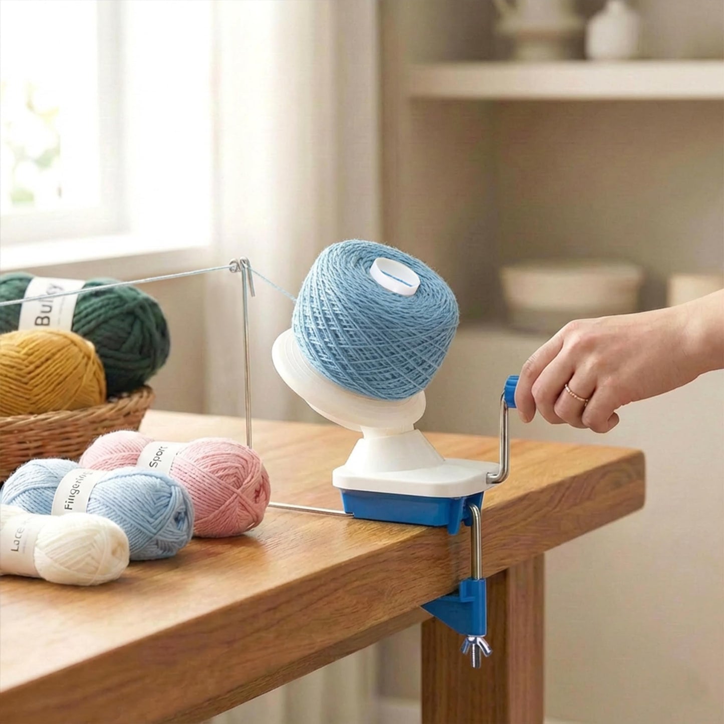 MCTOURY Yarn Ball Winder for Crocheting: Wind Weight 1-5 Lace to Bulky - 3-Minute Skein-to-Cake - Cuts Yarn Prep Time by 70% for Knitting & Crochet
