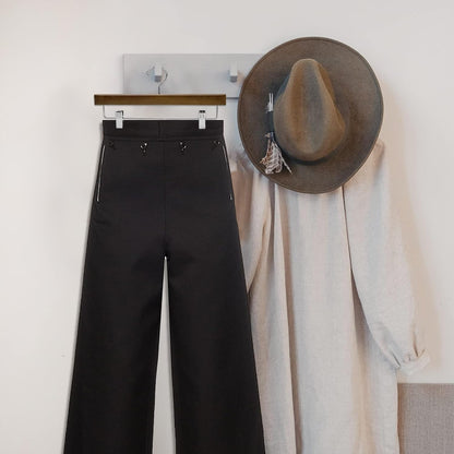 Nature Smile Wooden Trousers Hangers with Clips - 10 Retro Style Pants Holders