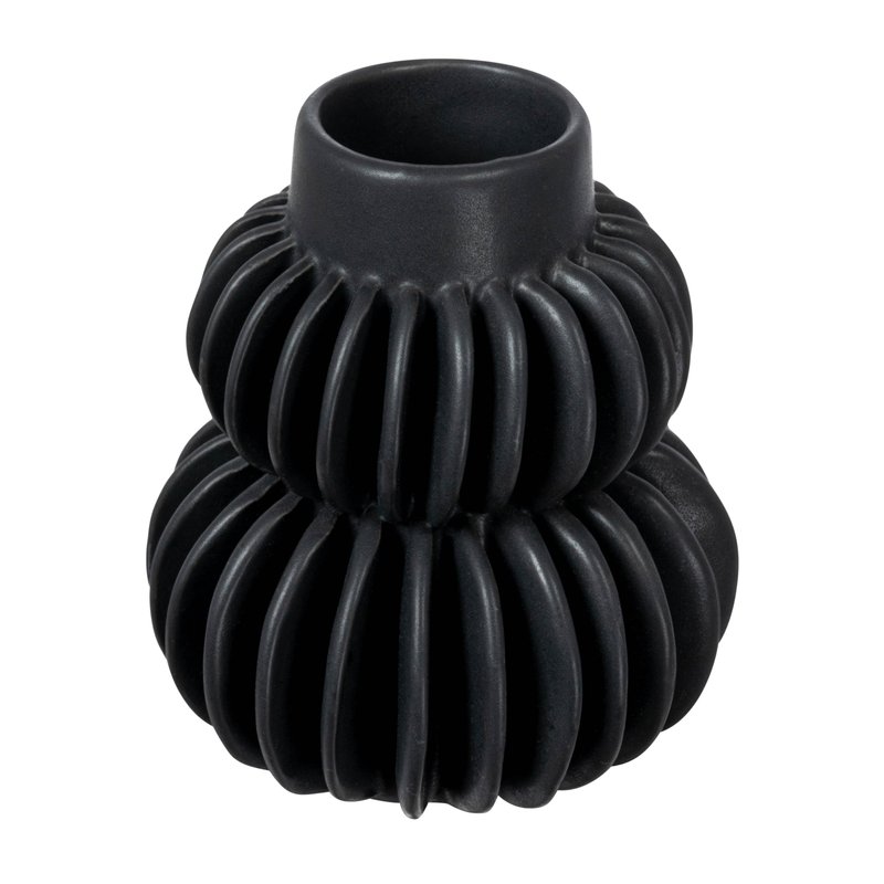 Bloomingville Decorative Pleated Stoneware Vase, Black