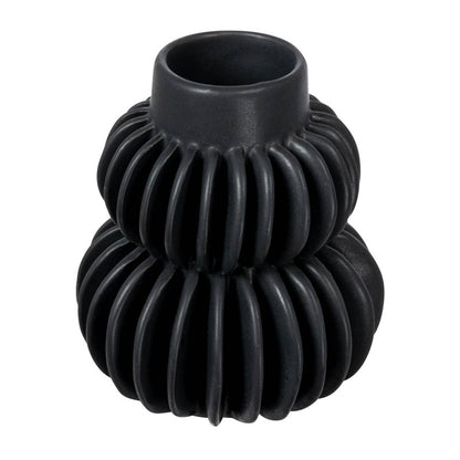 Bloomingville Decorative Pleated Stoneware Vase, Black