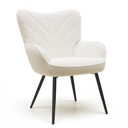 MALOL Mid-Century Modern Beige Sherpa Accent Chair, Upholstered Armchair for Living Room/Bedroom/Reading Corner, Curved Back & Padded Seat, High-Density Cushion, Soft Cozy Fabric,Set of 2