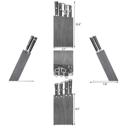 Cangshan YARI Series HUA Knife Block Set, X-7 Damascus Steel, Ash Wood Block (6-Piece)