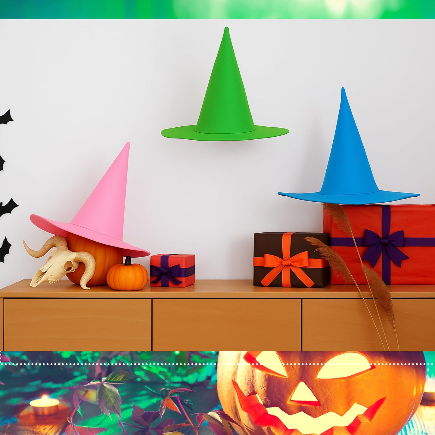 Geyoga Halloween Witch Hat Costume Accessory Women Fairy Adult Wizard Hats with Tulle Fabric for Halloween Party Cosplay Decoration
