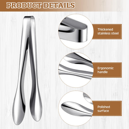 Yiyiring 2 Pack Polished Stainless Steel Serving Tongs 9 and 12 Inch Metal Food Silver Tong for Buffet Salad BBQ Grilling Heavy Duty Kitchen Utensils for Cooking Catering Wedding Party