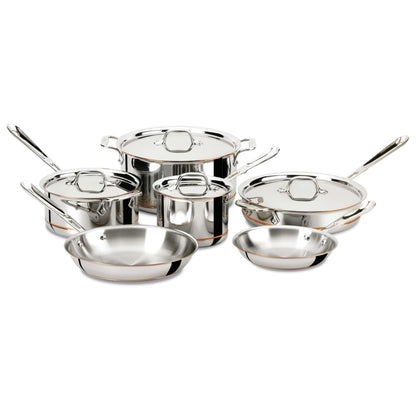 All-Clad Copper Core 5-Ply Stainless Steel Cookware Set 10 Piece Induction Oven Broiler Safe 600F Pots and Pans Silver