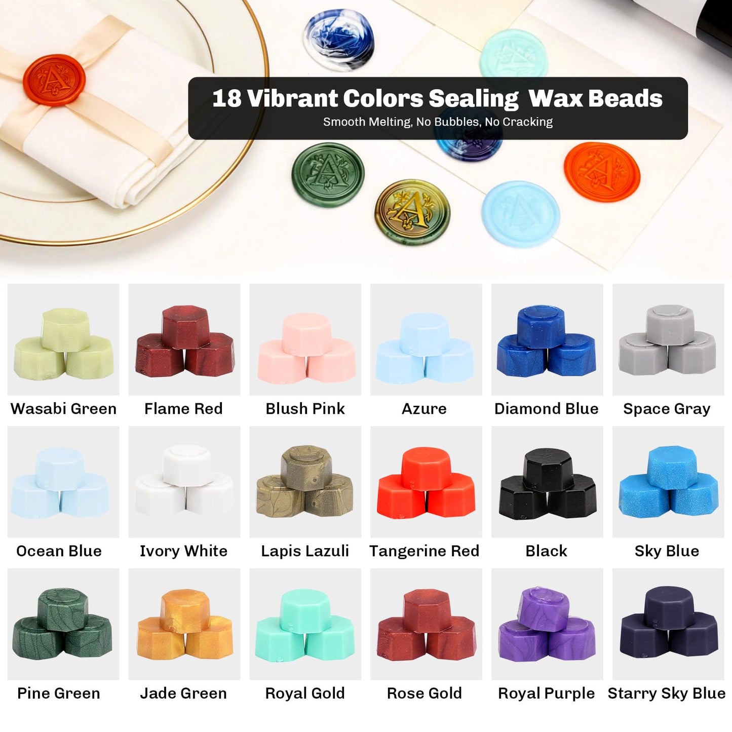 K Wax Seal Stamp Kit, TEKGERLU 360 PCS 18 Colors Wax Beads, Copper K Letter Stamp with Solid Wood Handle, Full Tools for Birthday Presents, Custom DIY, Friend Gifts