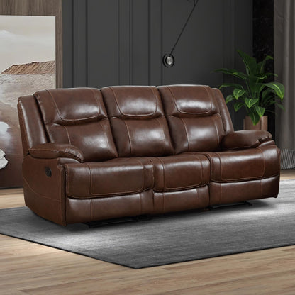 EBELLO Genuine Leather Recliner Manual 3 Seat Sofa Couch for Living Room, 3 Seater Reclining Sofa Chair with Headrest and Armrest, Modern Durable Home Furniture for Meeting Room, Vintage Brown
