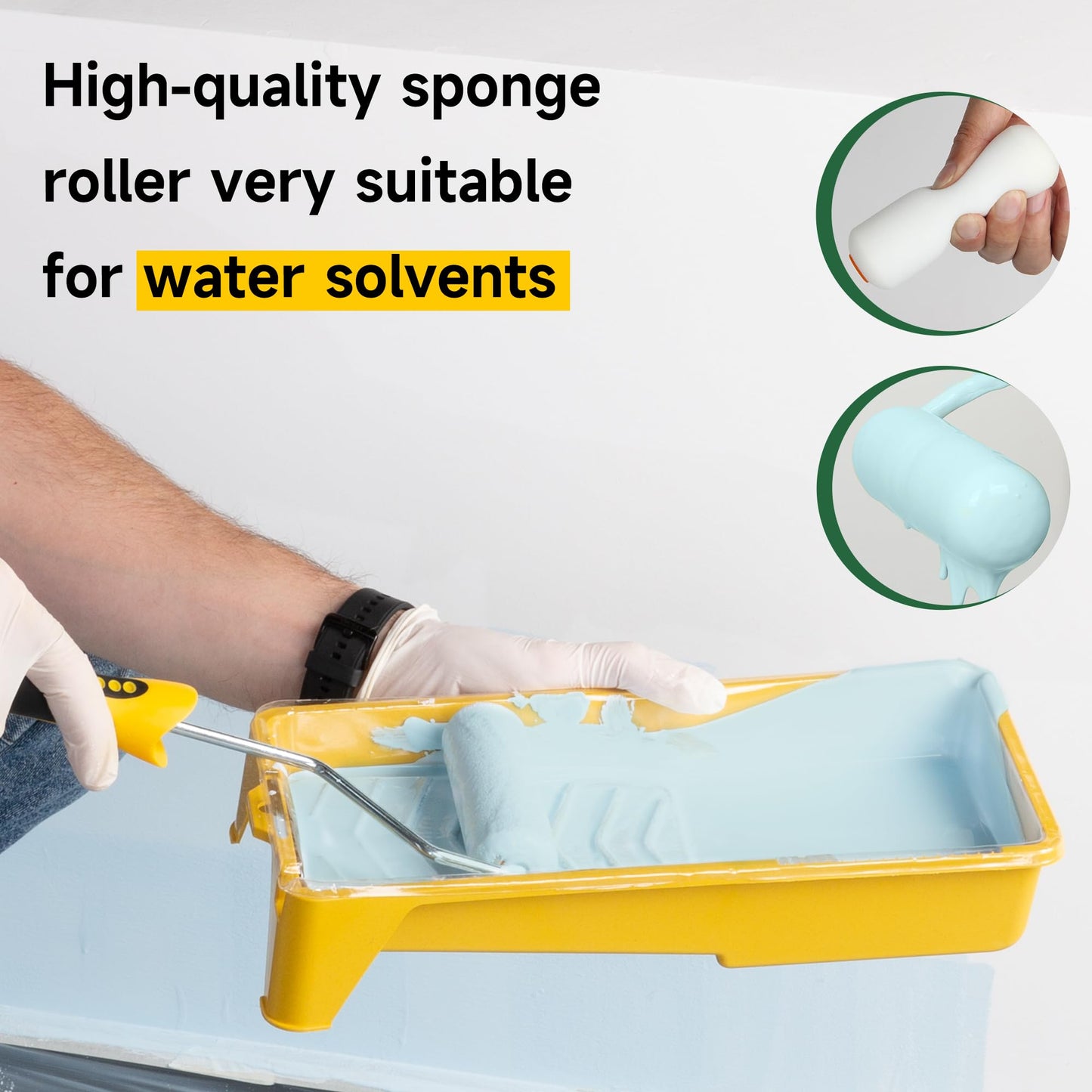 VOOMEY Mini Paint Roller Covers，High Density Foam Paint Roller，4 Inch Foam Roller Paint, 24 Pack,Fits All Flat Surfaces, Including Kitchen Cabinets, Doors, Tables, Etc.