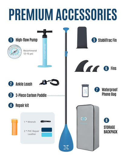 ZLX 11'6"x35" Ultra Wide Inflatable Stand Up Paddle Board | Stable Non-Slip Deck Pad, Unique Fin System, Premium SUP Accessories & Backpack - Upgraded Pump for Adults, All Skill Levels