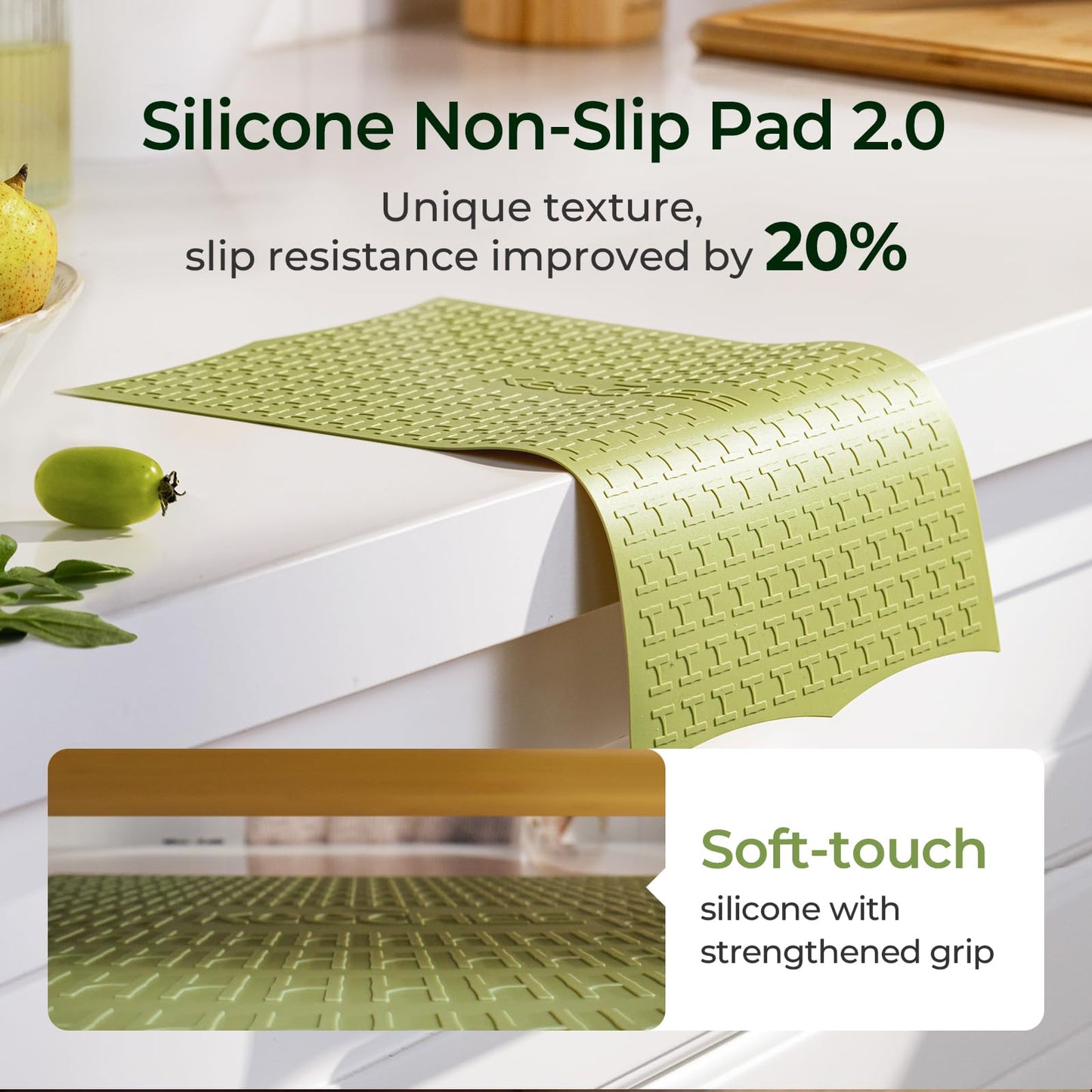 Keechee Silicone Non-Slip Mat for Cutting board, Preventing Cutting Injuries in the Kitchen Chopping Boards Feet for Kitchen Safe, Warm Gifts for Kitchen & Home Protector (Green)
