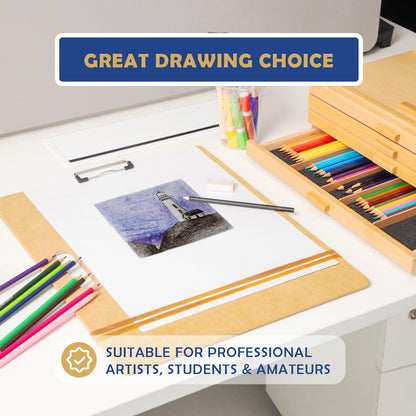 Falling in Art 19x25 Sketch Board, Drawing Tote Board for Artists with Sturdy Clip and Rubber Bands, Portable Art Clipboard for Classroom and Studio Drawing