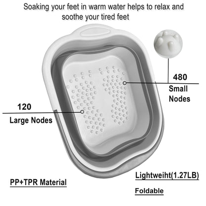 Leemeimei Collapsible Foot Soak Tub 15L(4 GL) with Handle, Bath Massager for Dry Cracked Feet, Plastic Grey Foot Bucket