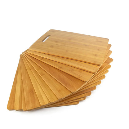 Set of 12, Bulk Wholesale Bamboo Cutting Boards – 15"x11" Large Blank Wood Charcuterie Trays, Grazing Platters for Home Decor, Party Use, Engraving Gifts, Epoxy Resin Art, or Rustic Wall Display