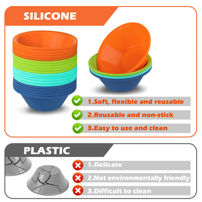 Webake 24 Pcs Platinum Silicone Puto Molder Filipino Medium-Size, 2.75" Reusable Puto Baking Cup for Steamer, BPA-Free & Non-Stick, Plastic Replacement Baking Cup, Great for Bite-Size Muffin, Tart