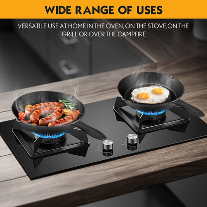 rincentd Pre-Seasoned Cast Iron Skillet Set - 3 Piece Frying Pan With Heat-Resistant Handles (6, 8, 10 Inch) for Frying, Saute, Pizza, Oven Safe (Black)