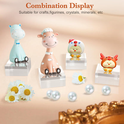 SAMYUCHO Acrylic Base 8 Pieces Acrylic Blocks for Display 2 X 2 X 1 Inch Square Riser Display Stands Trophy Base Pedestal Stands Clear Cube for Trophy Jewelry Props Food Party Crafts
