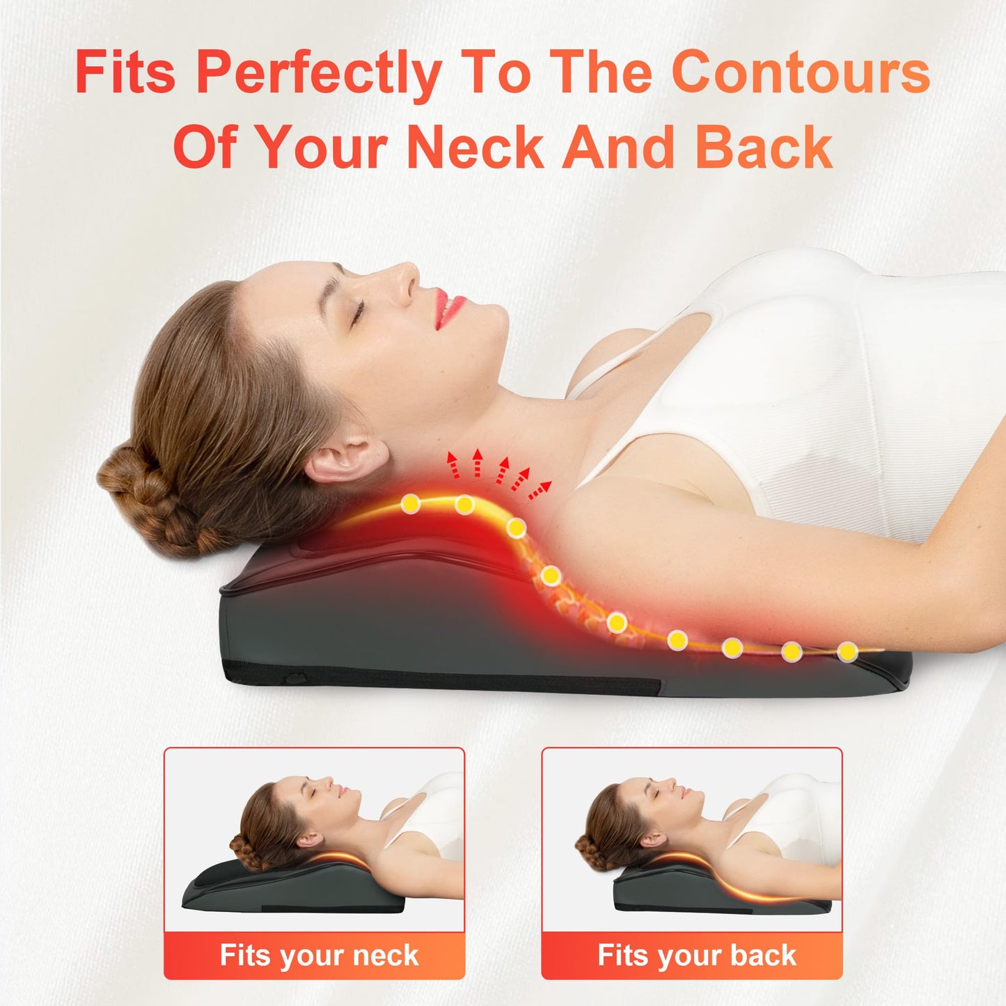 COMFIER Back Massager with Heat, Shiatsu Neck and Back Massager with Heat for Back Pain, Soothing Heating & 3D Kneading Massage Pillow Gift for Men Women