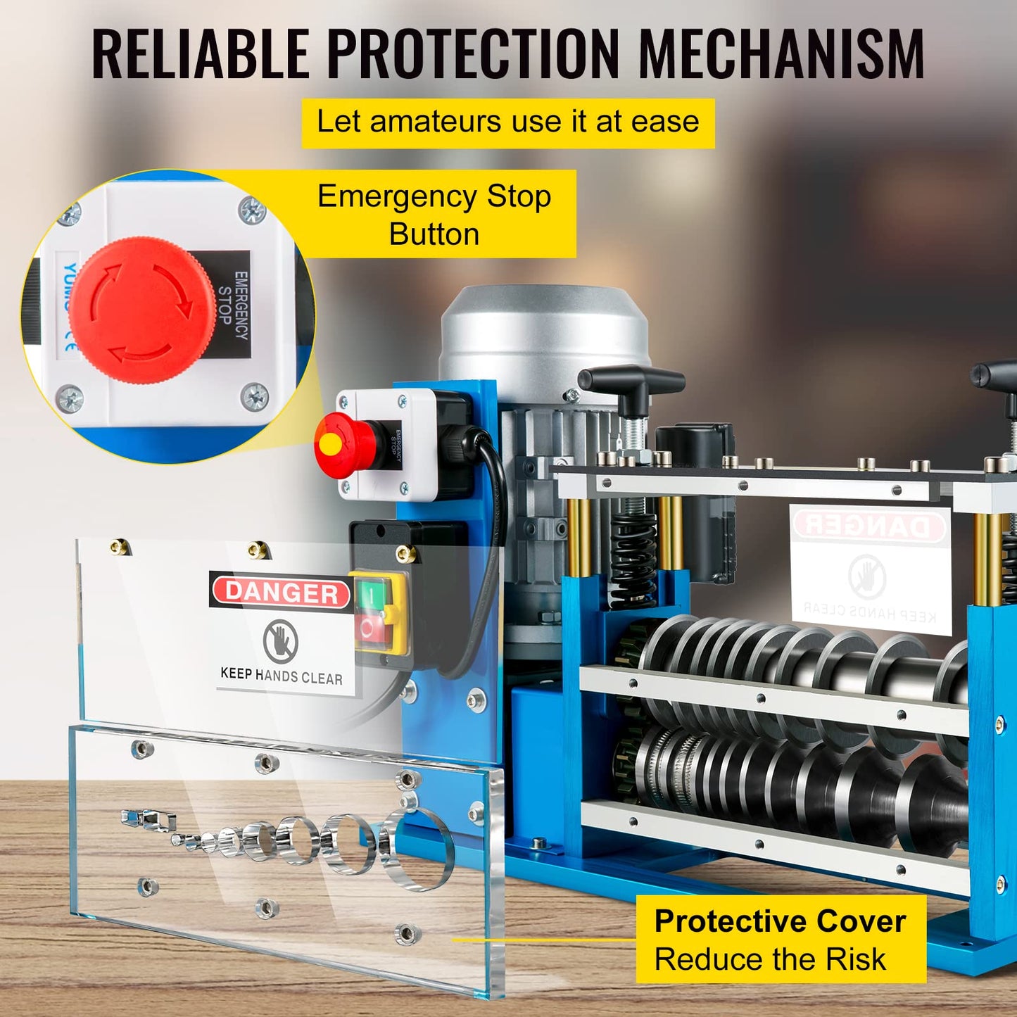VEVOR Electric Wire Stripping Machine, 370W 0.06" - 1.5" Automatic Motorized Cable Stripper w/ 75 Feet/Minute Speed, 11 Channels 10 Blades Strip Machinery, Scrap Handling Tool for Recycling Copper